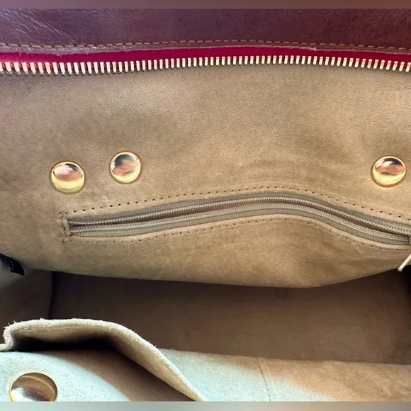 RARE NWOT Hammitt Cognac Real Leather Brentwood Satchel Handbag with Gold Studs - Picture 7 of 9